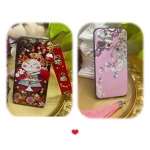 Clearance.2 items.iPhone 12/12pro/13/13PROMAX money cat and flower case